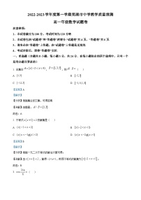 安徽省芜湖市2022-2023学年高一上学期期末教学质量统测数学试题（含答案详解）