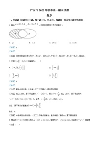 四川省广安市2022-2023学年高一上学期期末数学试题（含答案详解）