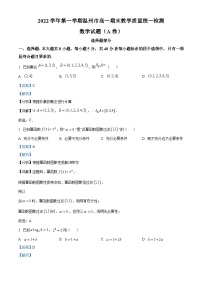 浙江省温州市2022-2023学年高一上学期期末数学试题(A卷)（含答案详解）
