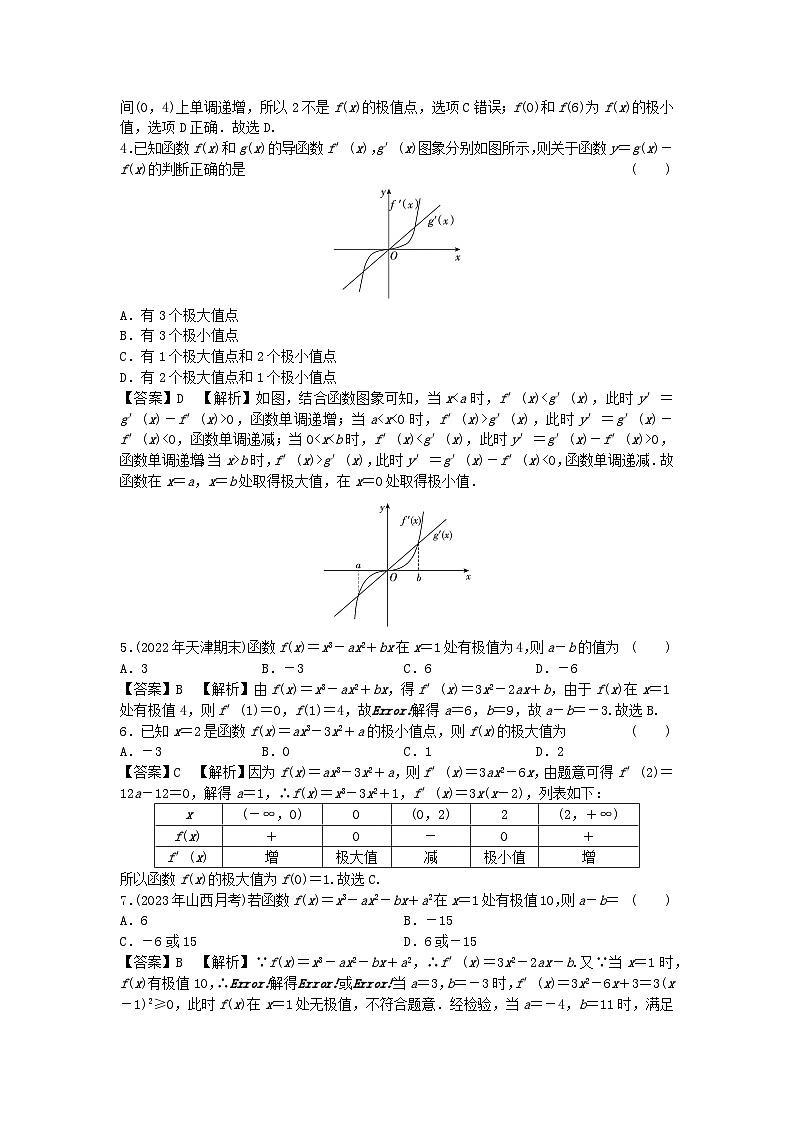 新教材2024版高中数学第五章一元函数的导数及其应用5.3导数在研究函数中的应用5.3.2函数的极值与最大小值第一课时函数的极值课后提能训练新人教A版选择性必修第二册02