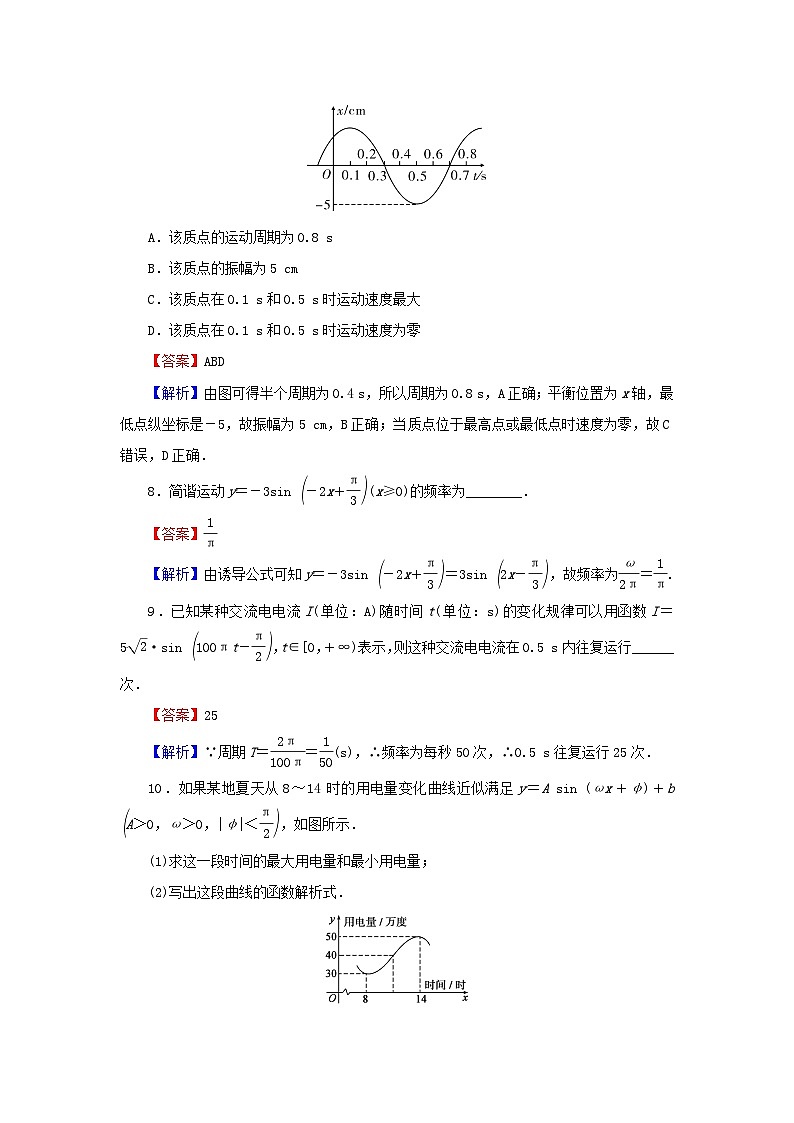 新教材2024版高中数学第五章三角函数5.7三角函数的应用课后提能训练新人教A版必修第一册第3页
