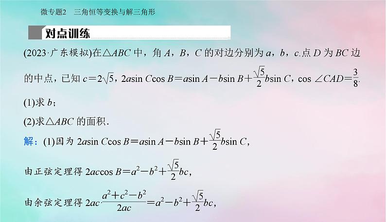 2024届高考数学二轮专题复习与测试第一部分专题一三角函数与平面向量微专题2三角恒等变换与解三角形课件06