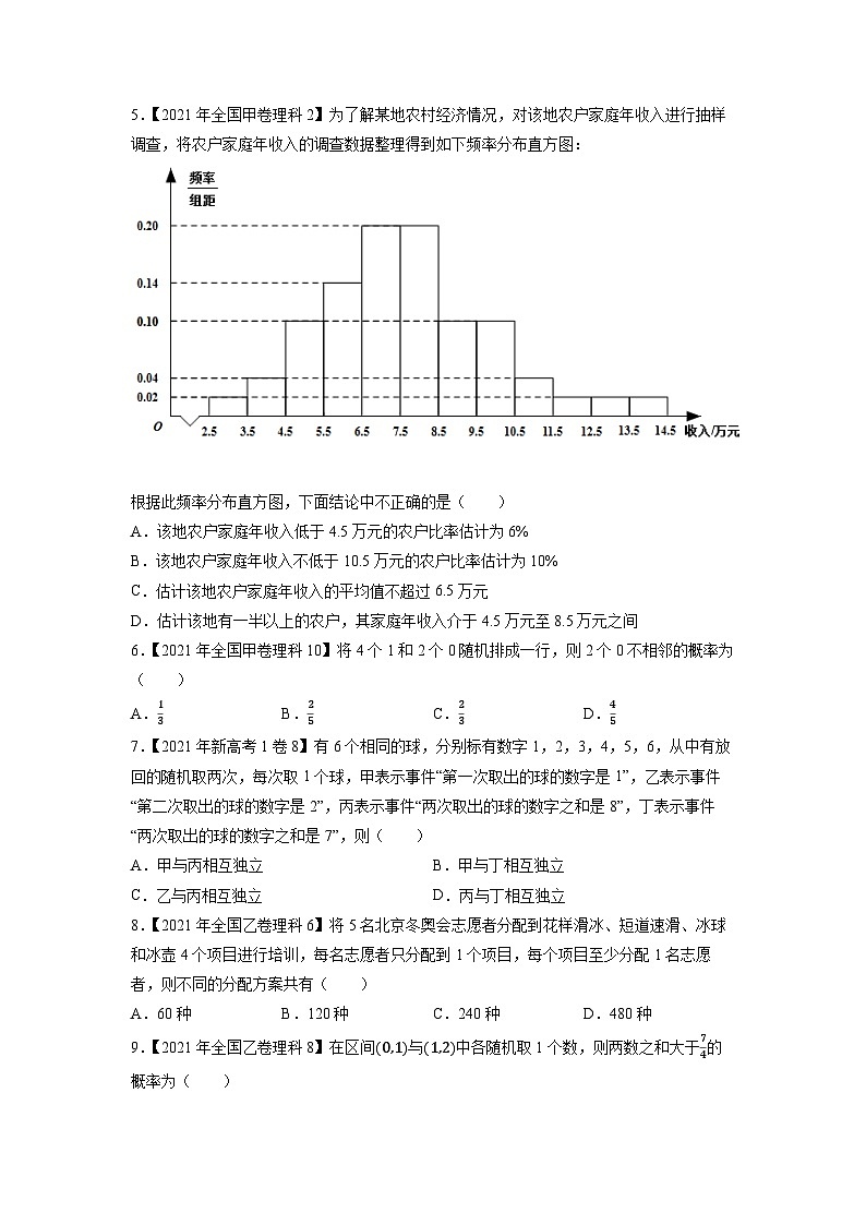 专题15概率统计与计数原理选择填空题（原卷版）第2页