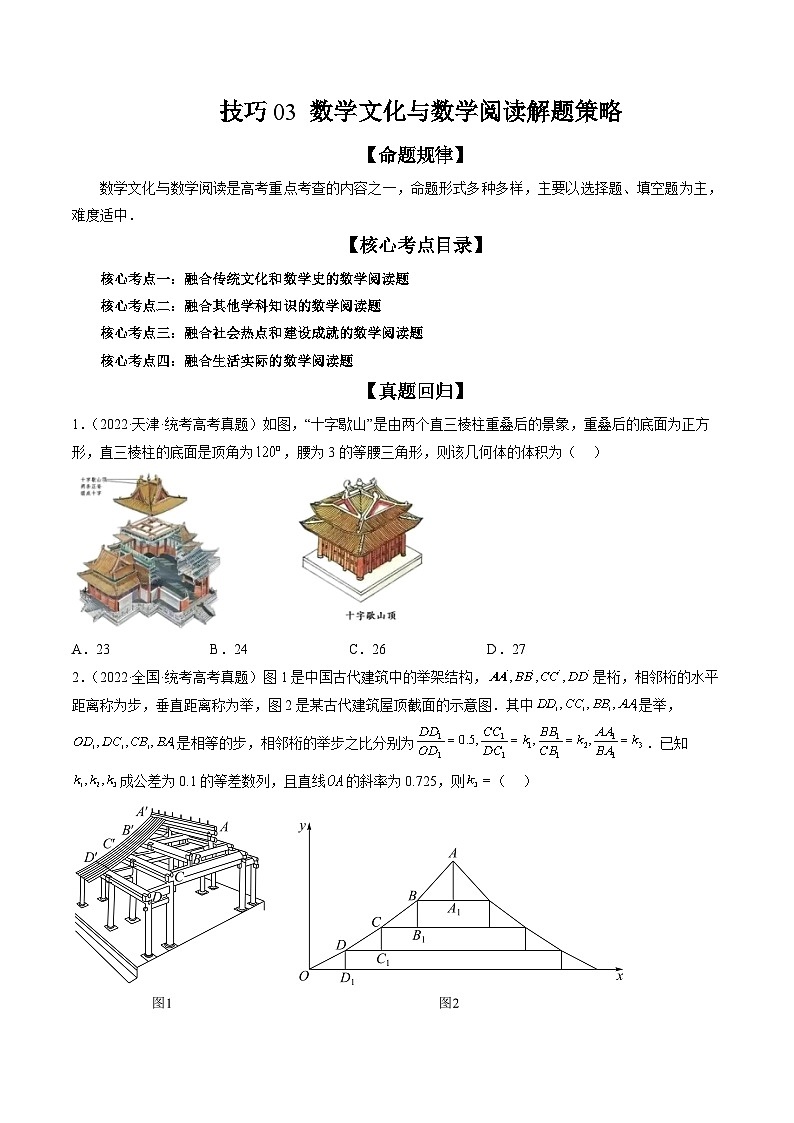 技巧03 数学文化与数学阅读解题策略（精讲精练）（原卷版）第1页