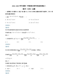 陕西省咸阳市2022-2023学年高二上学期期末文科数学试题（含答案详解）