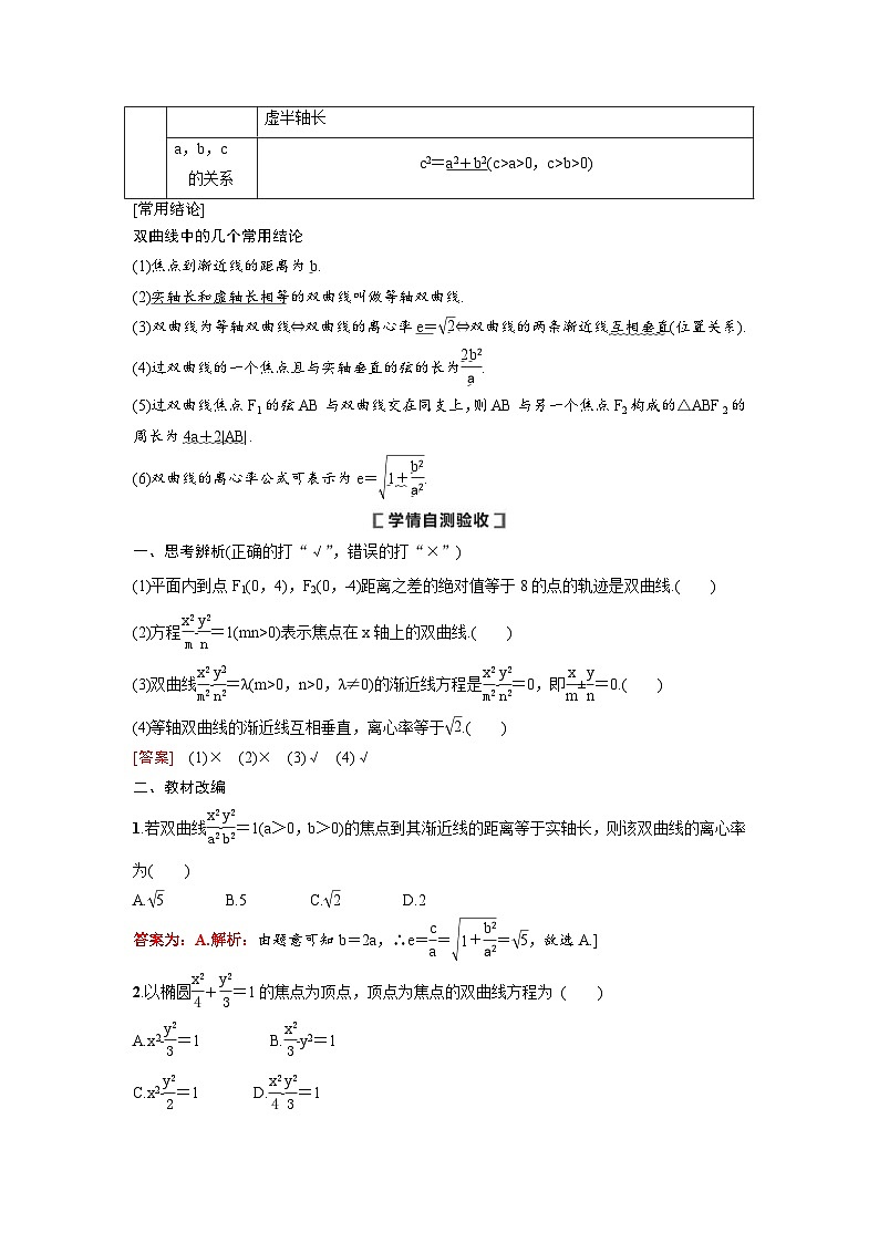 新高考数学一轮复习讲义+分层练习 8.6《双曲线》教案 (教师版)第2页