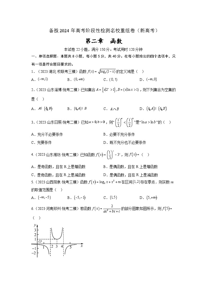 第二章 函数-备战2024年高考数学重难点专题测试模拟卷（新高考专用）01