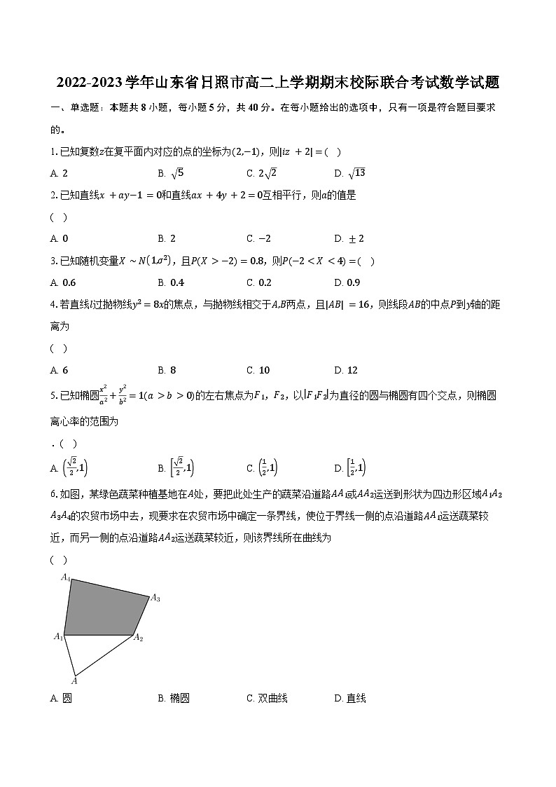 2022-2023学年山东省日照市高二上学期期末校际联合考试数学试题（含解析）01