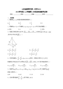 山东省新泰市第一中学2023-2024学年高二上学期第二次质量检测数学试卷(含答案)