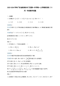 2023-2024学年广东省珠海市斗门区第一中学高一上学期阶段性（11月）考试数学试题含答案
