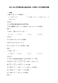 2023-2024学年贵州省六盘水市高一上学期12月月考数学试题含答案