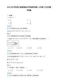 2023-2024学年四川省绵阳南山中学实验学校高一上学期12月月考数学试题含答案