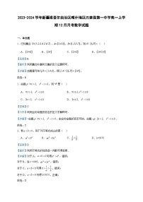 2023-2024学年新疆维吾尔自治区喀什地区巴楚县第一中学高一上学期12月月考数学试题含答案