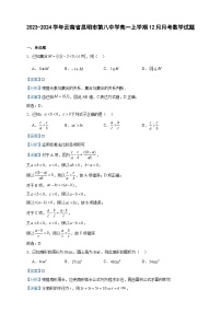 2023-2024学年云南省昆明市第八中学高一上学期12月月考数学试题含答案