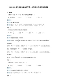 2023-2024学年北京市第五中学高一上学期11月月考数学试题含答案