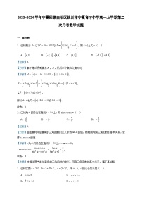 2023-2024学年宁夏回族自治区银川市宁夏育才中学高一上学期第二次月考数学试题含答案