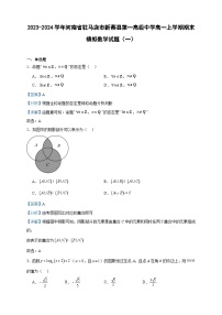 2023-2024学年河南省驻马店市新蔡县第一高级中学高一上学期期末模拟数学试题（一）含答案