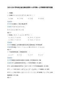 2023-2024学年河北省石家庄市第十七中学高一上学期期中数学试题含答案