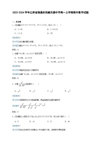 2023-2024学年江苏省南通市西藏民族中学高一上学期期中数学试题含答案