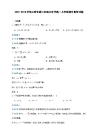 2023-2024学年江苏省镇江市镇江中学高一上学期期中数学试题含答案