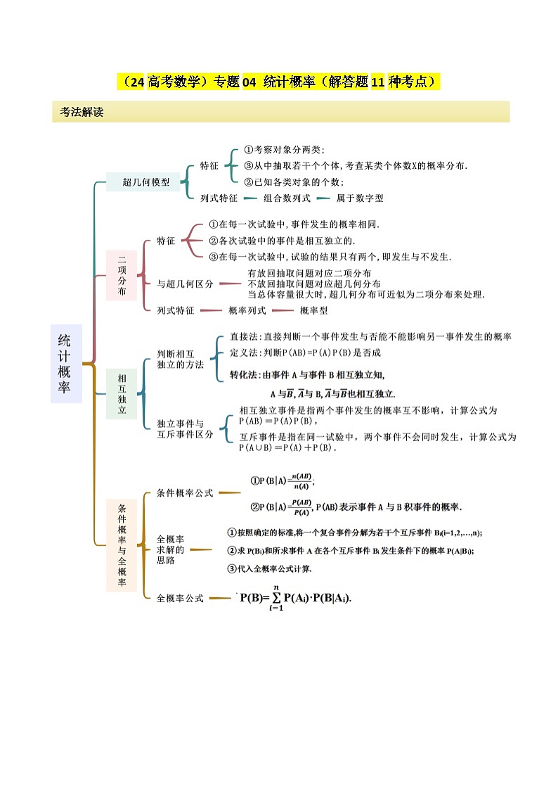 专题04 统计概率（解答题11种考法）（精讲）（原卷版）第1页