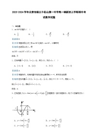 2023-2024学年北京市顺义牛栏山第一中学高一创新班上学期期中考试数学试题含答案