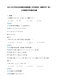 2023-2024学年山东省泰安市新泰第一中学老校区（新泰中学）高一上学期期中考试数学试题含答案