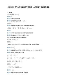 2023-2024学年上海市上海中学东校高一上学期期中考试数学试题含答案