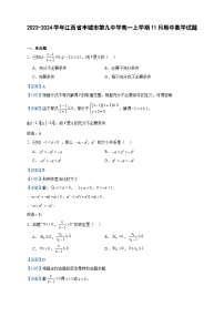 2023-2024学年江西省丰城市第九中学高一上学期11月期中数学试题含答案