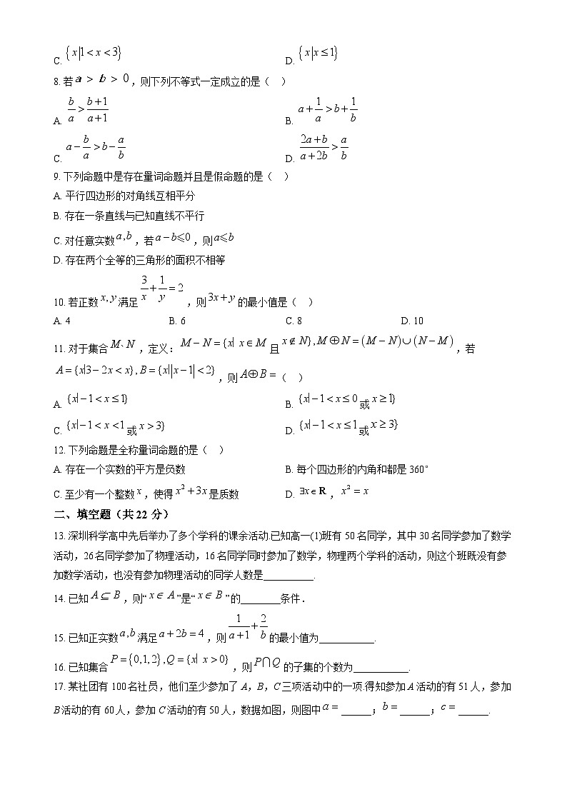 2023-2024学年山西省朔州市怀仁市第九中学高一上学期期中数学试题含答案02