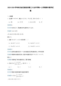2023-2024学年河北省石家庄市第二十五中学高一上学期期中数学试题含答案
