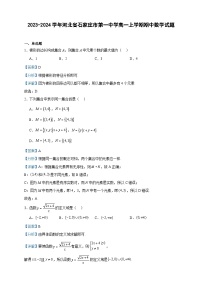 2023-2024学年河北省石家庄市第一中学高一上学期期中数学试题含答案