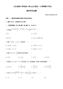 2023-2024学年黑龙江省大庆实验中学高一上学期期中数学试题含答案
