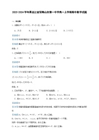 2023-2024学年黑龙江省双鸭山市第一中学高一上学期期中数学试题含答案