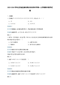 2023-2024学年江西省宜春市高安市灰埠中学高一上学期期中数学试题含答案