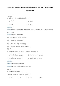 2023-2024学年山东省泰安市新泰市第一中学（弘文部）高一上学期期中数学试题含答案