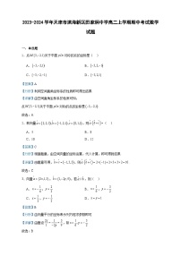 2023-2024学年天津市滨海新区田家炳中学高二上学期期中考试数学试题含答案
