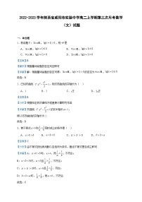 2022-2023学年陕西省咸阳市实验中学高二上学期第三次月考数学（文）试题含答案