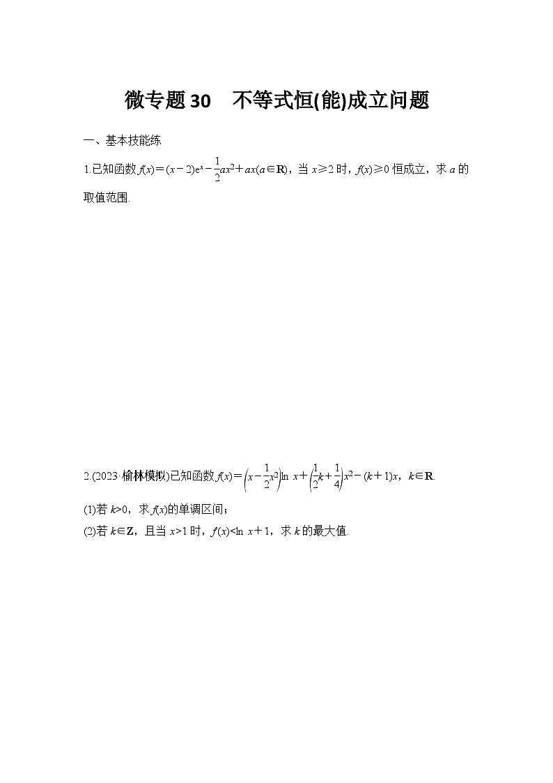 微专题30　不等式恒(能)成立问题01