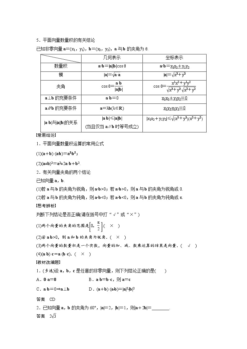 (新高考)高考数学一轮复习学案+分层提升5.3《平面向量的数量积》(2份打包，原卷版+教师版)02