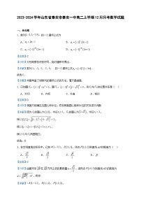 2023-2024学年山东省泰安市泰安一中高二上学期12月月考数学试题含答案
