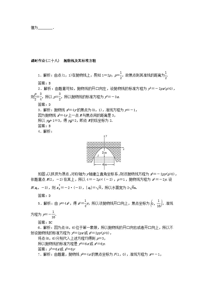 新教材2023版高中数学课时作业二十八抛物线及其标准方程新人教A版选择性必修第一册第3页