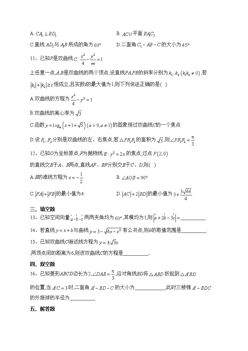 山东省泰安第一中学2023-2024学年高二上学期12月份学情诊断数学试卷(含答案)第3页