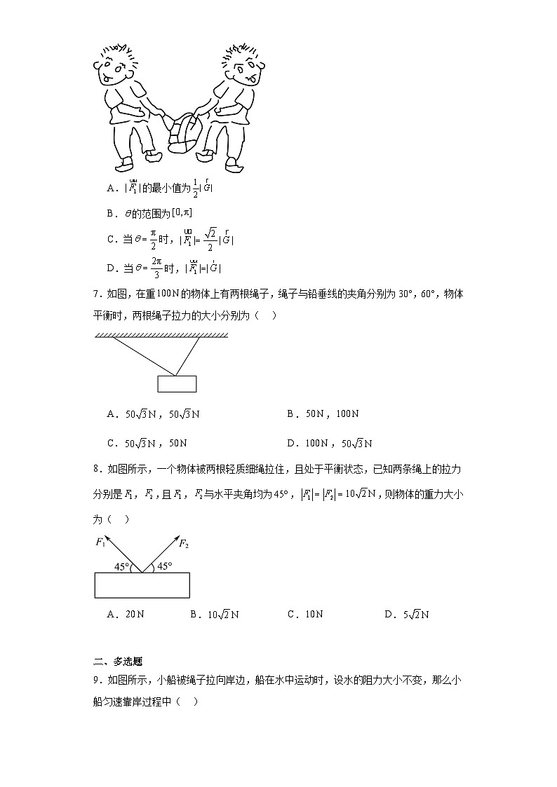 01向量在物理中的应用（力的合成）-2024届高考数学重要模型专练（平面向量专题-全国通用）03