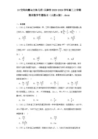 10空间向量与立体几何-天津市2023-2024学年高三上学期期末数学专题练习（人教A版）