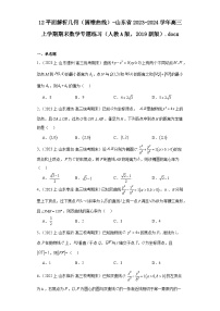12平面解析几何（圆锥曲线）-山东省2023-2024学年高三上学期期末数学专题练习（人教A版,2019新版）