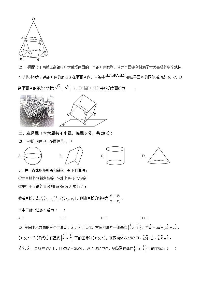 上海市东华大学附属奉贤致远中学2023-2024学年高二上学期期中数学试题（Word版附解析）02