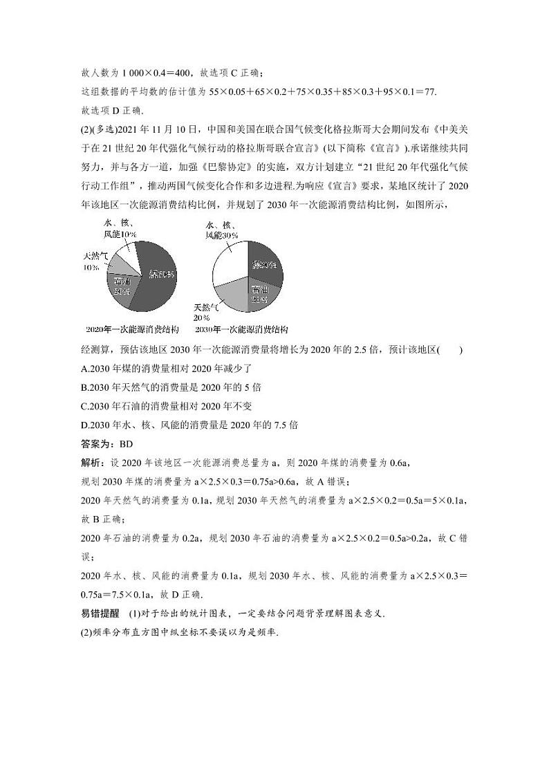 新高考数学二轮复习考点突破学案5.3《统计与成对数据的分析》（教师版）第2页