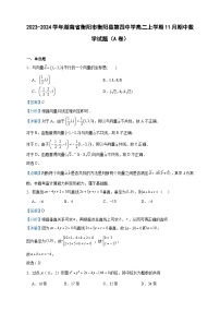 2023-2024学年湖南省衡阳市衡阳县第四中学高二上学期11月期中数学试题（A卷）含答案