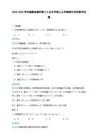 2023-2024学年福建省莆田第二十五中学高二上学期期中考试数学试题含答案